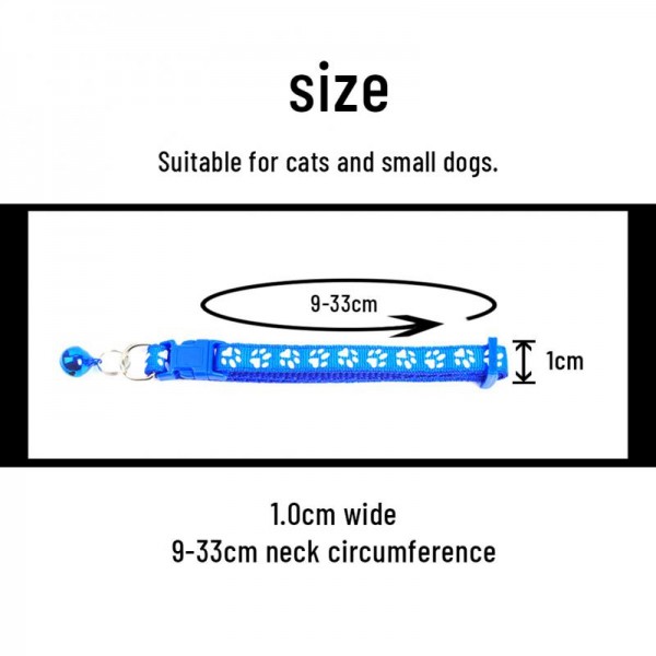 Pet Collar With Bell Footprint Colorful Cartoon Cat Dog Personalized Collar Adjustable Safety Bell Ring Necklace Pet Accessories