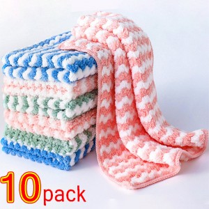 10/5/3pcs Dishcloths Coral Fleece Super Absorbent Pan Pot Pads Dishrag Kitchen Dishes Cleaning Rag Towels Napery Dishcloth Rags