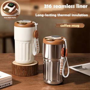 450ml 316 Seamless Liner Stainless Steel Coffee Mug Smart LED Temperature Display Thermos Portable Leakproof Vacuum Travel Mug