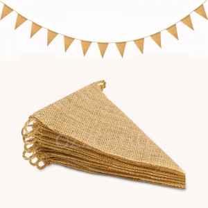 3M 13 Flags Vintage Jute Hessian Burlap Bunting Banner Wedding party Photography Props Celebration Party Decoration Banner