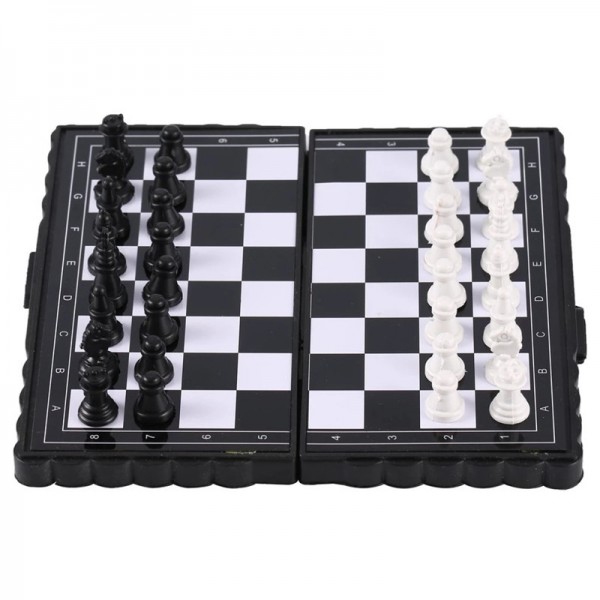 Mini Chess Set Folding Plastic Chessboard Lightweight Board Game Home Outdoor Portable Kid Toy