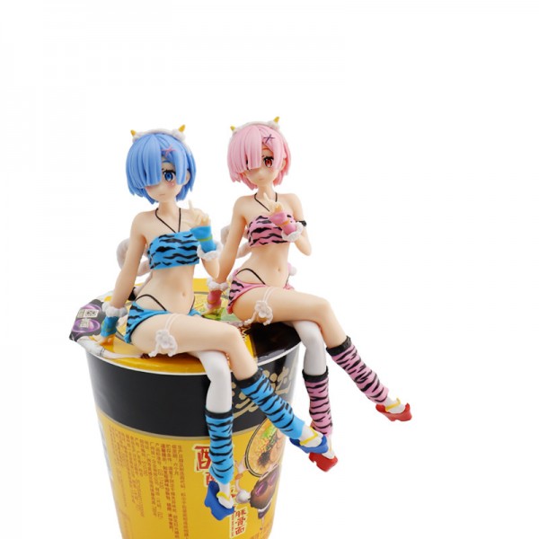 17CM Anime Re:Life in a different world from zero Ram Rem Sit Down Action Figure Model Toys Dolls