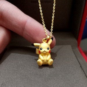 Pokemon GO Pikachu Necklace Charm Cartoon Anime 3D Action Figure Toys Clavicle Chain Y2K Jewelry Kids Women Birthday Kawaii Gift