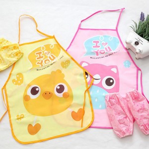 Cute Cartoon Children Apron Sleeves Chef Hat Pocket Set Kids Craft Art Kitchen Cooking Chef Suit Drink Food Baking Toys for 3-8Y