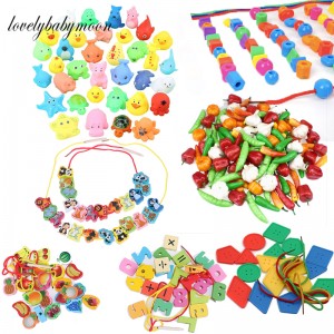 Beads Toys Geometric figurebeads Stringing Threading Beads Game Education Toy for Baby Kids Children Crafts Beads Toy