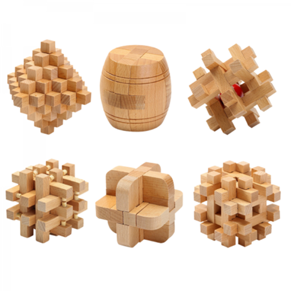 2022 Classic Puzzle IQ Brain Teaser Kong Ming Lock Lu Ban Lock 3D Wooden Interlocking Burr Puzzles Toys Game For Adules Kids