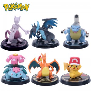 Pokemon Action Figures Mewtwo Pikachu Toy Base Charizard Blastoise Venusaur PVC Model Toys for Children Gift