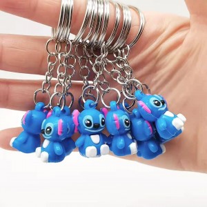 10Pcs/Lot Cartoon Cute Disnesy Stitch Mini Keychain Kawaii Doll Keyring Fashion Bag Cute Ornament Pandent for Girls Gifts Toys