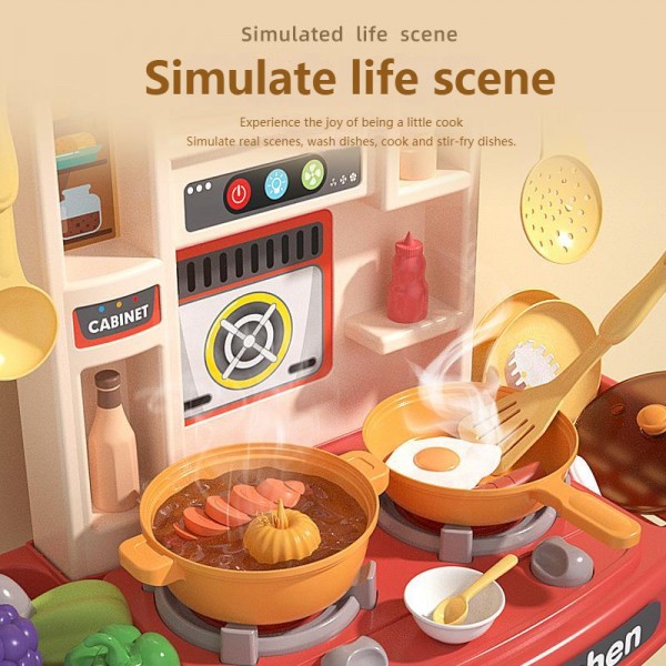 51cm Children'S Play House Spray Kitchen Simulation Table Utensils Boys Girls Cook Mini Food Educational Toy Set Christmas Gifts