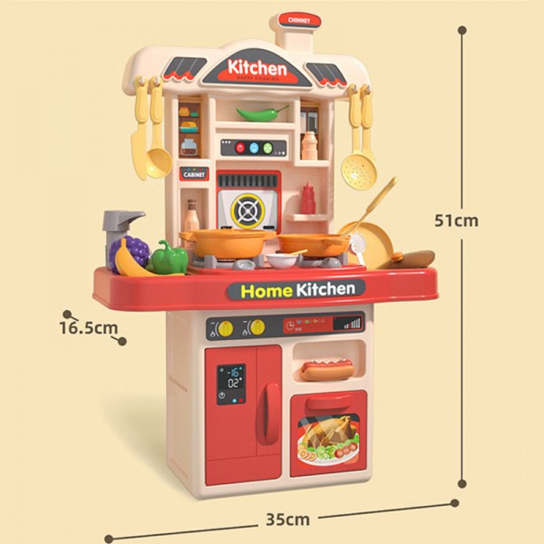 51cm Children'S Play House Spray Kitchen Simulation Table Utensils Boys Girls Cook Mini Food Educational Toy Set Christmas Gifts