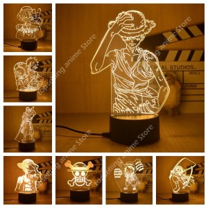 Anime One Piece Luffy 3D Lamp LED Night Lights Toys Roronoa Zoro Nightlights Kids Bedroom Table Lampe Home Lampara Manga Gift