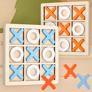 1pc Wooden Tic Tac Toe Table Toy for Adults and Kids,Travel Game,Player Room Decor, Family XO Romantic Decorative Pieces