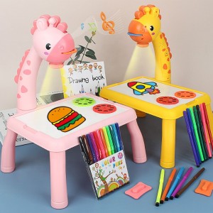 Children Drawing Table LED Projector Board Giraffe Hand Writing Painting Desk Kids Educational Learning Toys Gift Birthday Gift