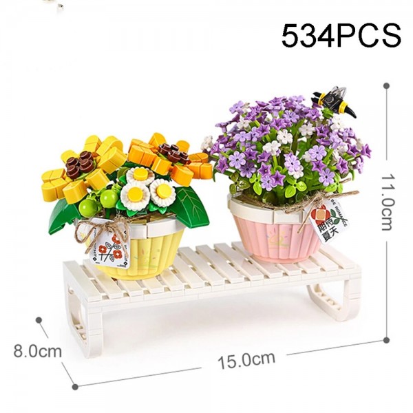 Building Block Bouquet Kids DIY Assembly Toy Set Flower Brick Model Home Decor Collection Construction Toy Kids Gift