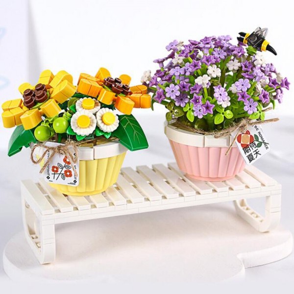 Building Block Bouquet Kids DIY Assembly Toy Set Flower Brick Model Home Decor Collection Construction Toy Kids Gift