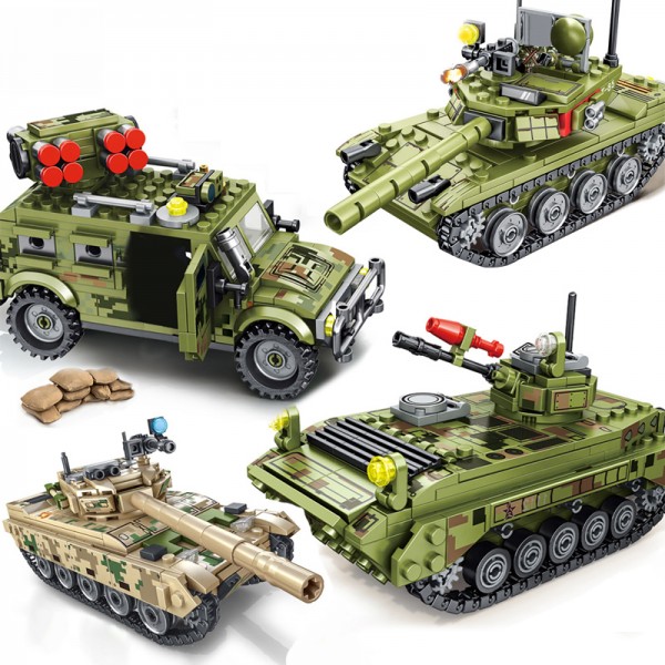 Military Panzer Tank Vehicle Model Building Blocks WW2 Army Weapon Action Soldier Figures Enlighten Bricks Toys For Kids