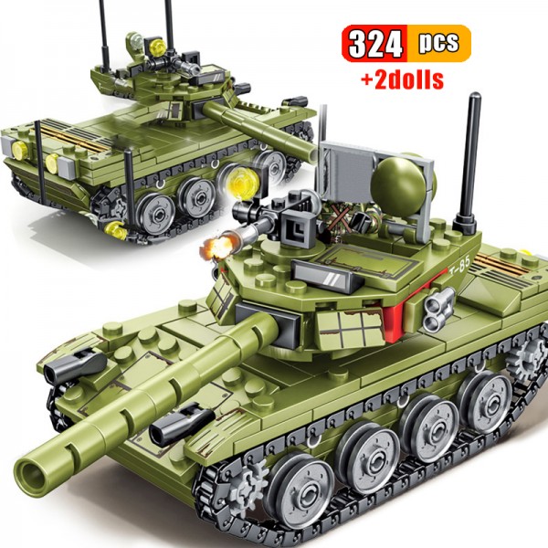 Military Panzer Tank Vehicle Model Building Blocks WW2 Army Weapon Action Soldier Figures Enlighten Bricks Toys For Kids