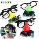 Funny Clown Nose Mustache Glasses Whistle Costume Ball Round Frame False Nose Blow Out Dragon Joke Trick Party Favors Toys