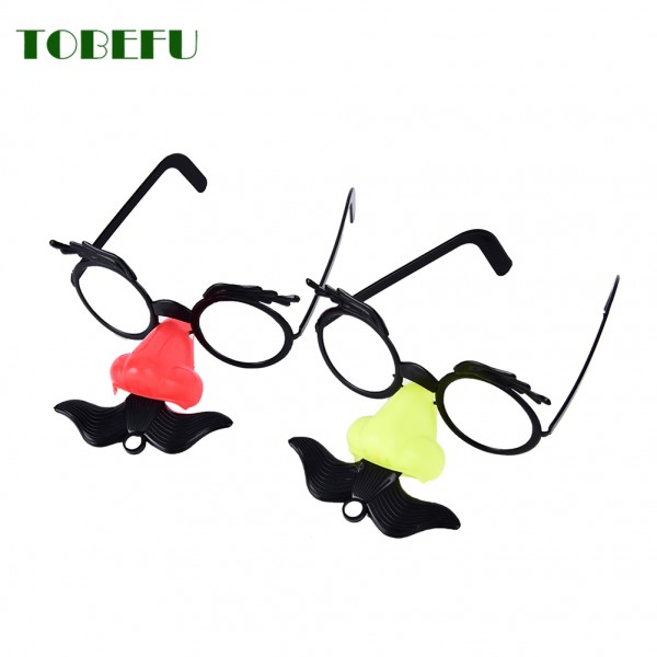 Funny Clown Nose Mustache Glasses Whistle Costume Ball Round Frame False Nose Blow Out Dragon Joke Trick Party Favors Toys