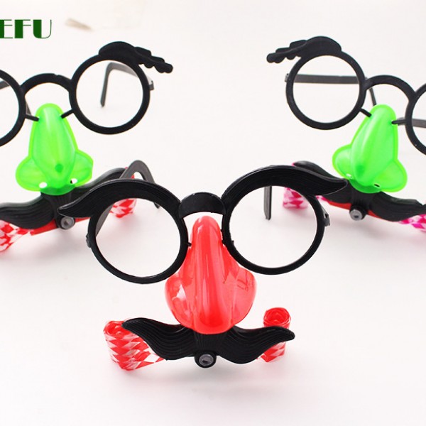 Funny Clown Nose Mustache Glasses Whistle Costume Ball Round Frame False Nose Blow Out Dragon Joke Trick Party Favors Toys