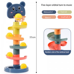 Montessori Baby Toy Rolling Ball Tower Montessori Educational Games for Babies Stacking Track Baby Development Toys 1 2 3 Years