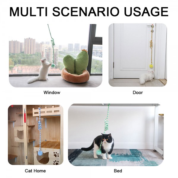 Interactive Cat Toy Hanging Door Elastic Rope Kitten Toys With Bell Ball Funny Self-hey Cats Playing Teaser Wand Pet Supplies