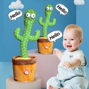 AEB193 Wholesale Bull 10pcs Baby Plushie Stuffed Song Speaker Wriggle Dancing Sing Toys Dancing Cactus Repeat Talking Toy