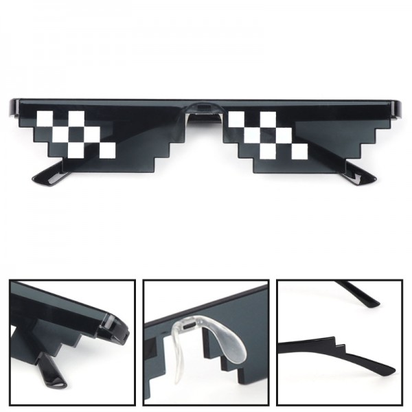 Thug Life Glasses Deal With It Glasses Pixel Women Men Black Mosaic Sunglasses Kid Toys