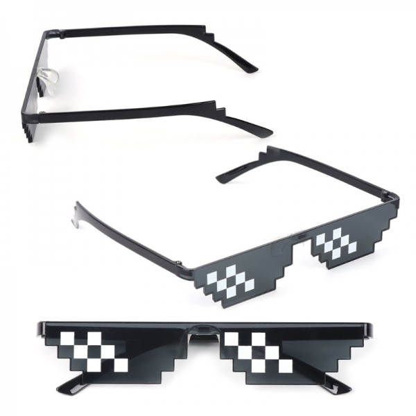 Thug Life Glasses Deal With It Glasses Pixel Women Men Black Mosaic Sunglasses Kid Toys